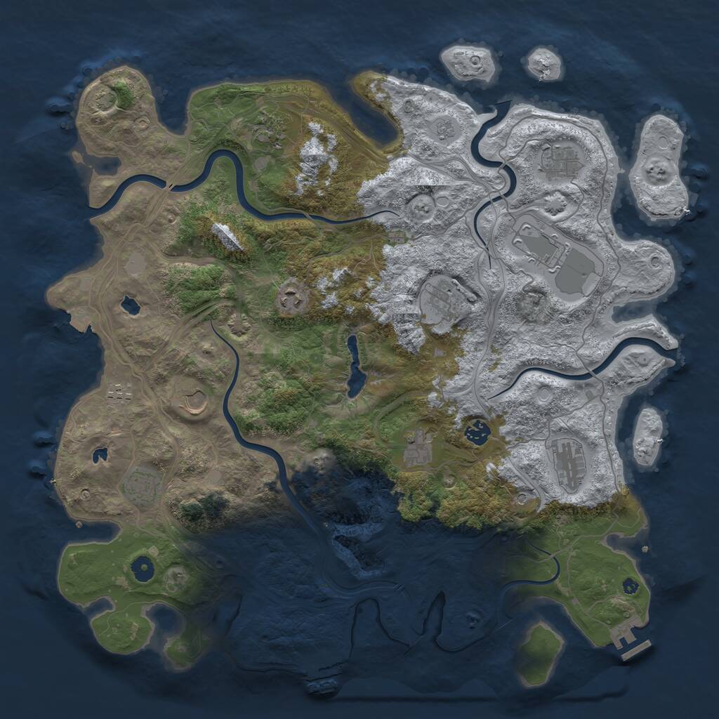 Rust Map: Procedural Map, Size: 4500, Seed: 1133594969, 17 Monuments