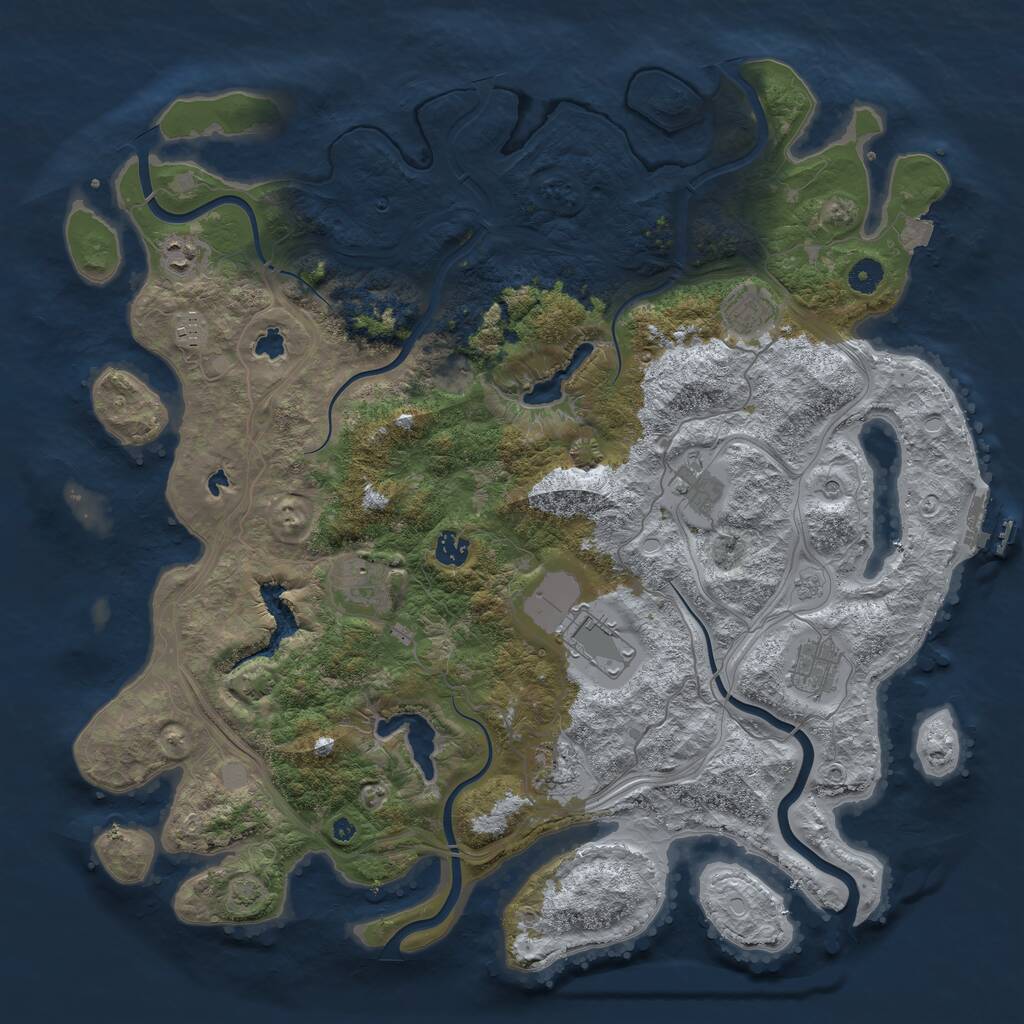 Rust Map: Procedural Map, Size: 4500, Seed: 710003577, 14 Monuments