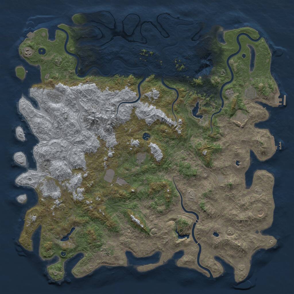 Rust Map: Procedural Map, Size: 6000, Seed: 613392370, 17 Monuments