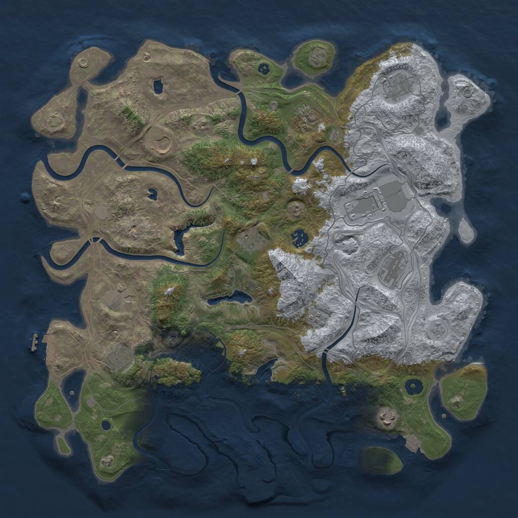 Rust Map: Procedural Map, Size: 4500, Seed: 1196065793, 17 Monuments