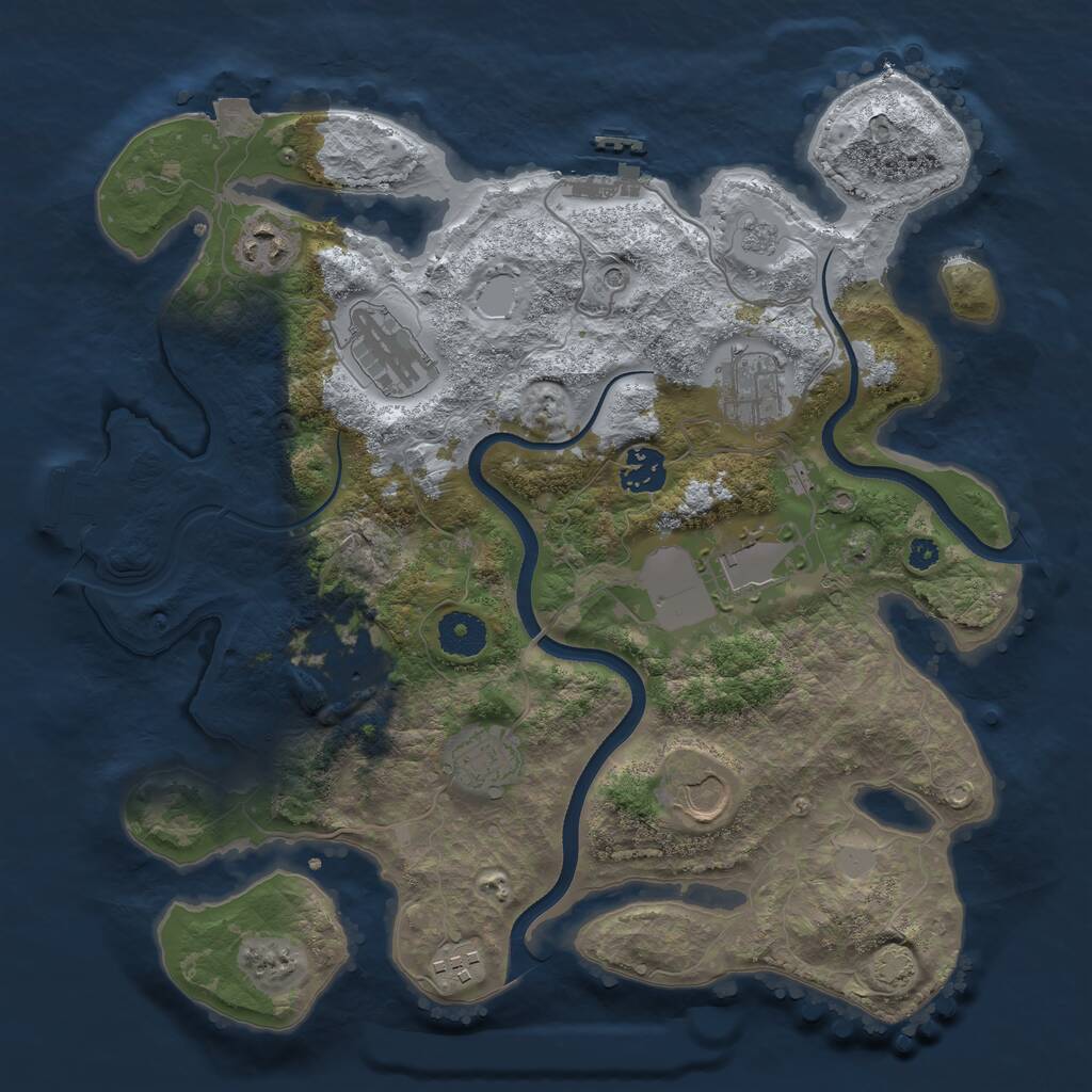 Rust Map: Procedural Map, Size: 3500, Seed: 1856526503, 15 Monuments