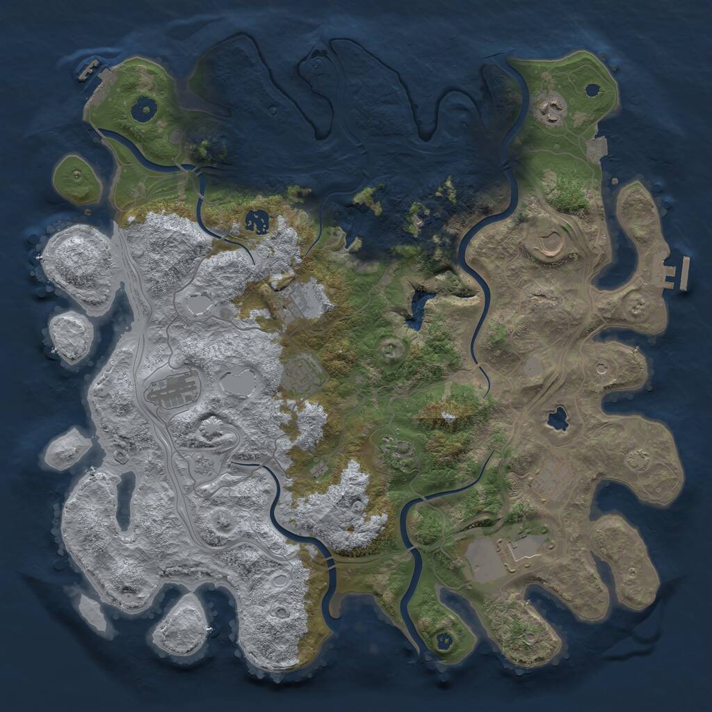 Rust Map: Procedural Map, Size: 4250, Seed: 943551816, 16 Monuments