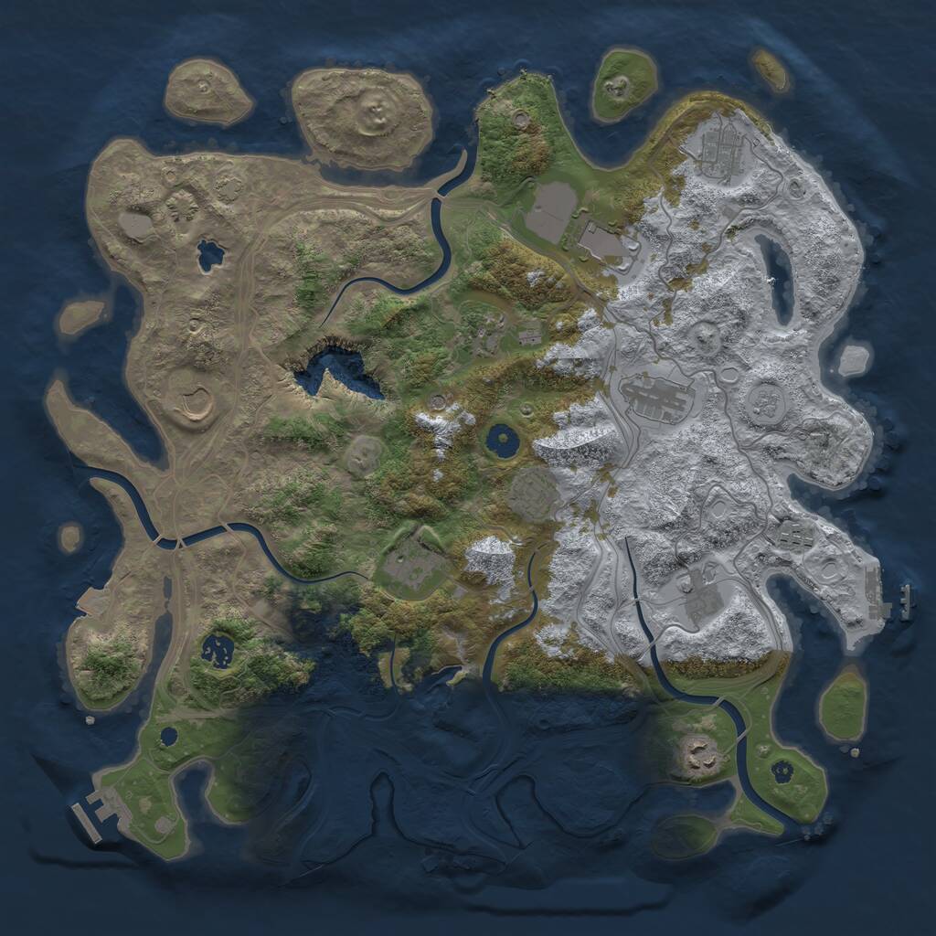 Rust Map: Procedural Map, Size: 4250, Seed: 1625728688, 17 Monuments