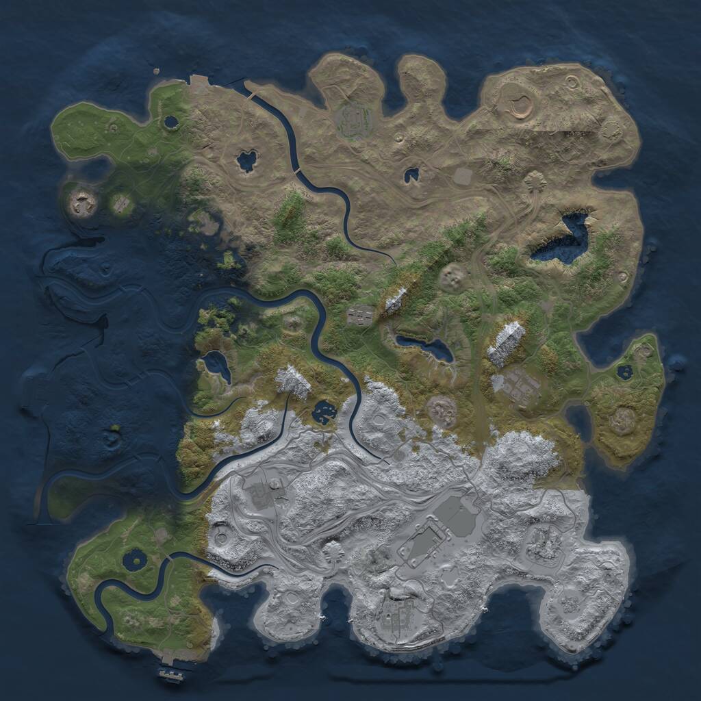 Rust Map: Procedural Map, Size: 4500, Seed: 1925994804, 17 Monuments
