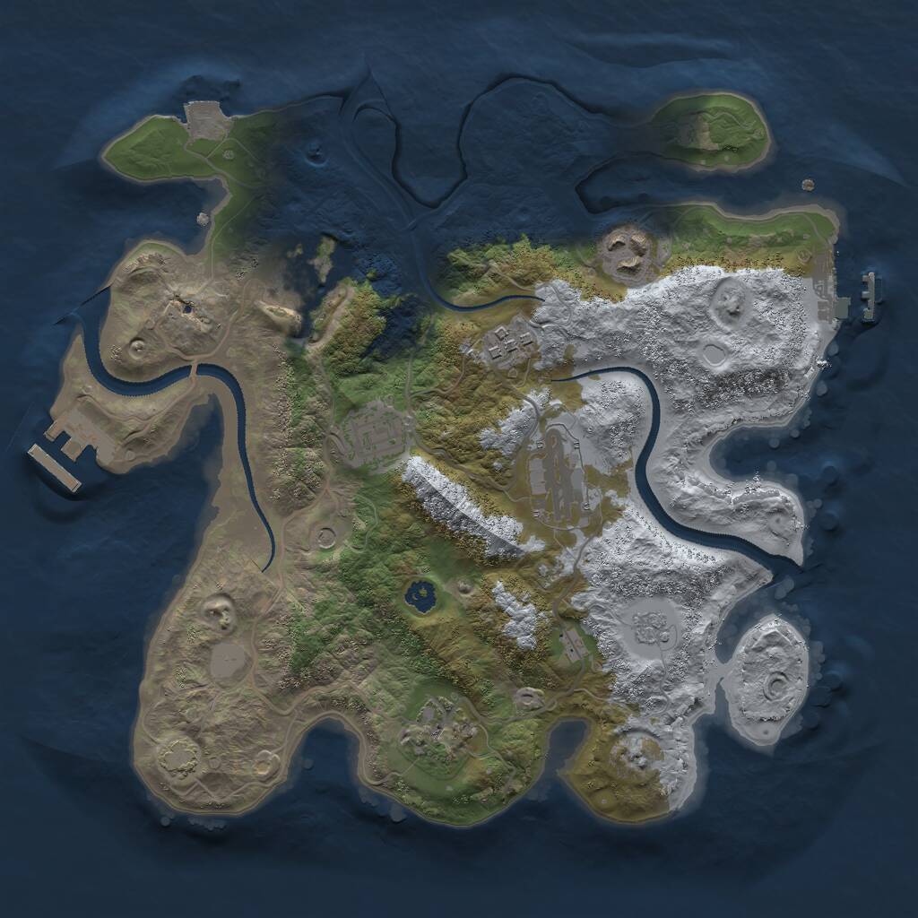 Rust Map: Procedural Map, Size: 3000, Seed: 1072409803, 12 Monuments
