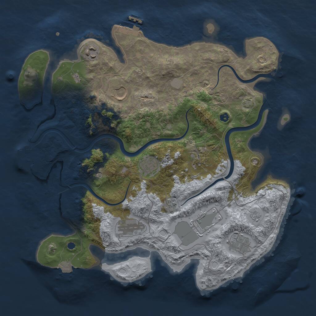 Rust Map: Procedural Map, Size: 3500, Seed: 1308551537, 14 Monuments