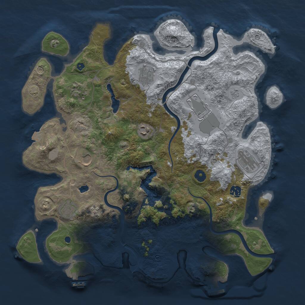 Rust Map: Procedural Map, Size: 4000, Seed: 704001, 15 Monuments