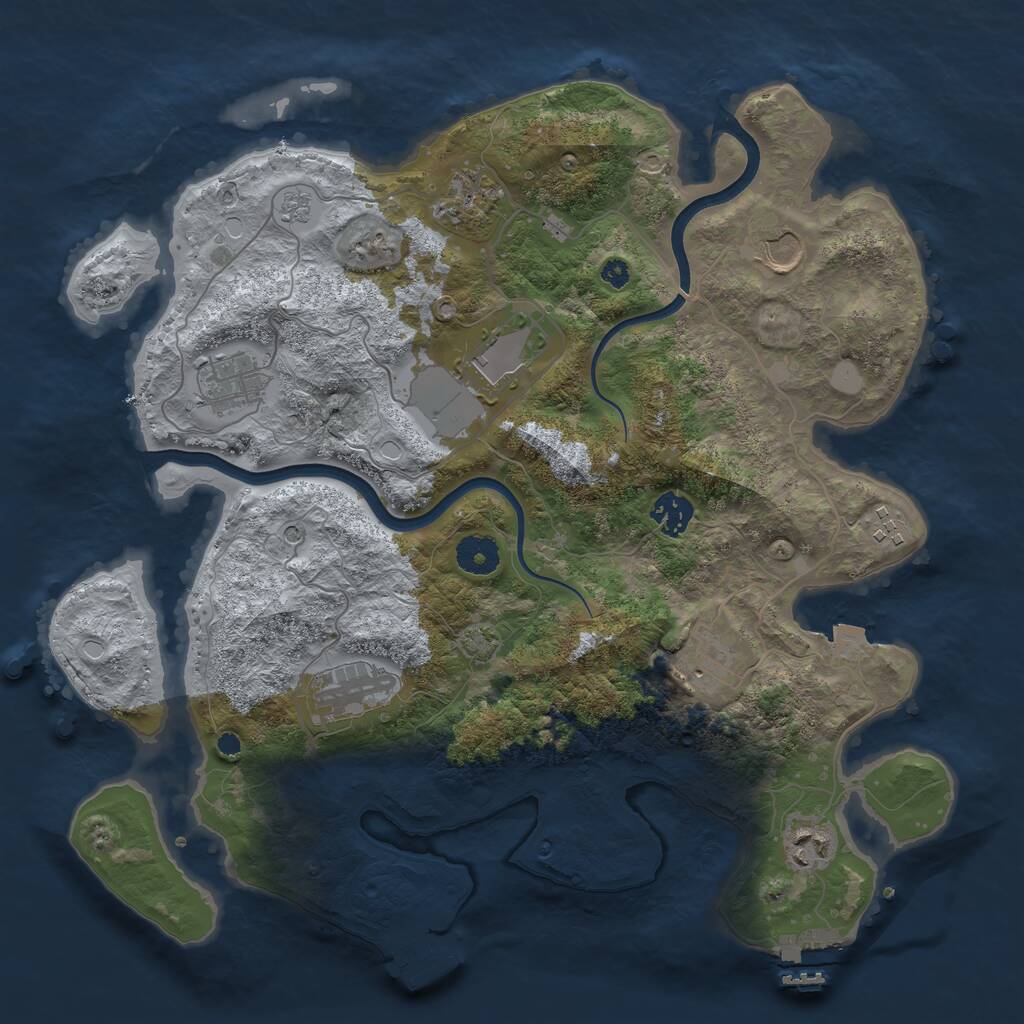 Rust Map: Procedural Map, Size: 3700, Seed: 659941356, 15 Monuments