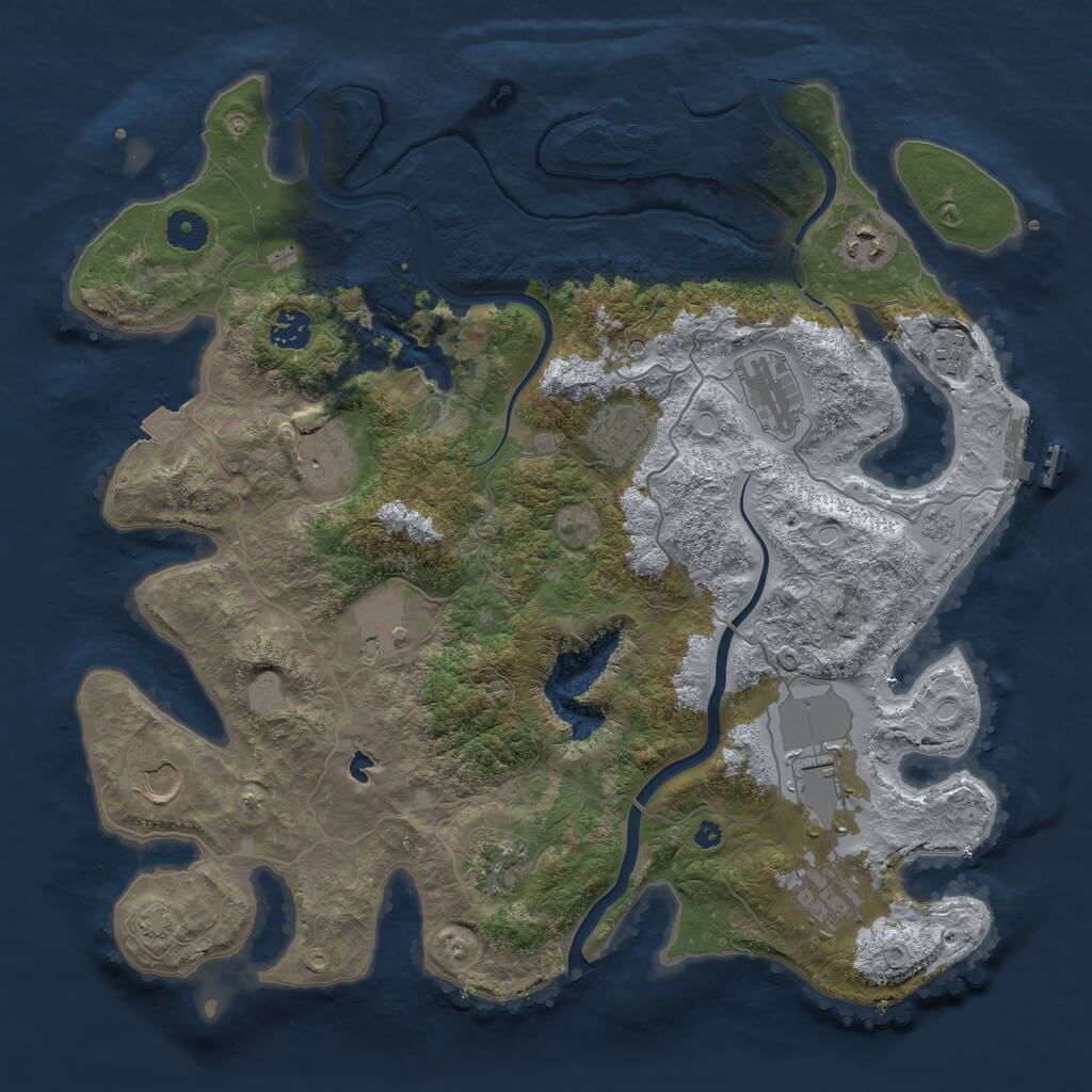 Rust Map: Procedural Map, Size: 4000, Seed: 4104886, 17 Monuments
