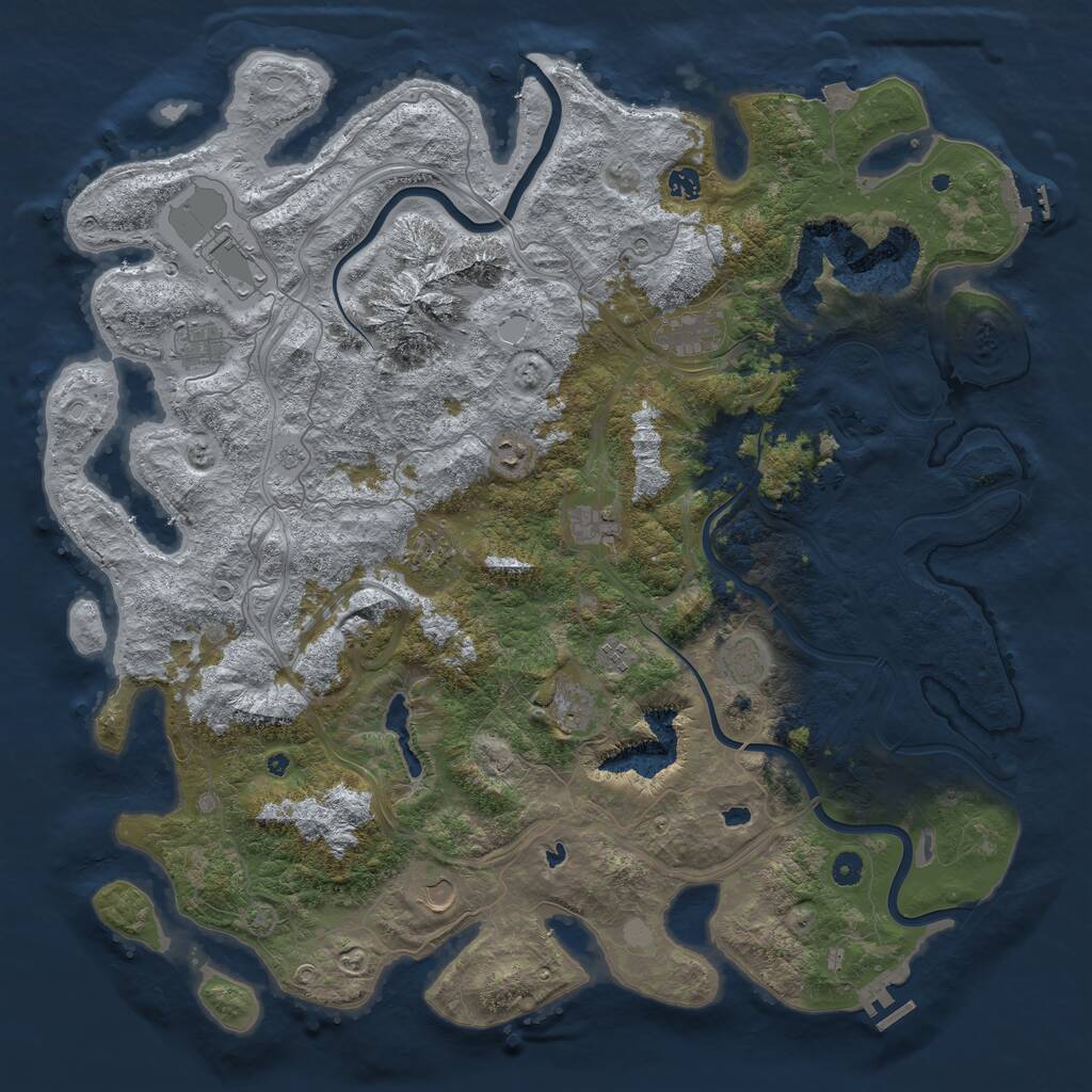 Rust Map: Procedural Map, Size: 5000, Seed: 356399, 17 Monuments