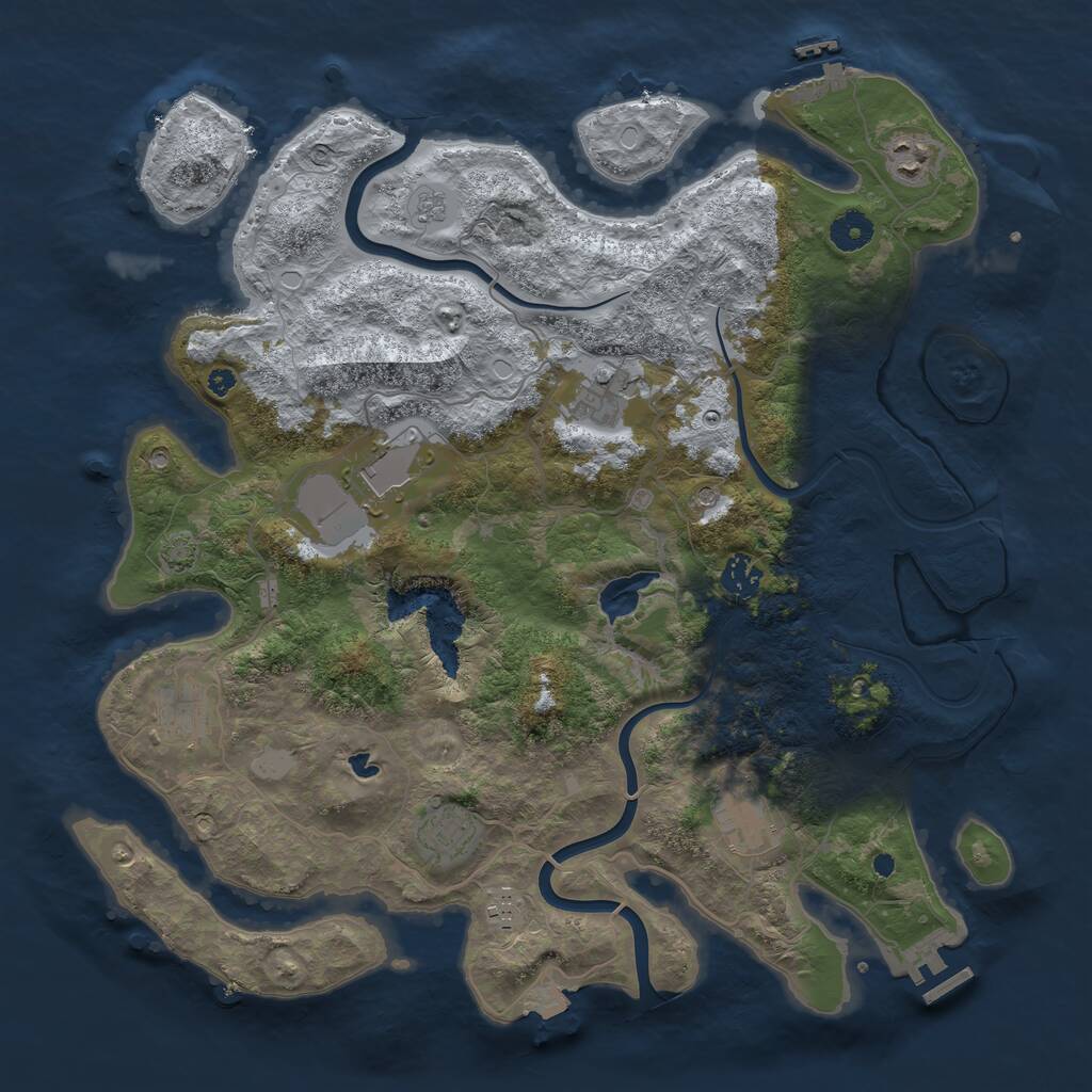 Rust Map: Procedural Map, Size: 4000, Seed: 1895977051, 14 Monuments