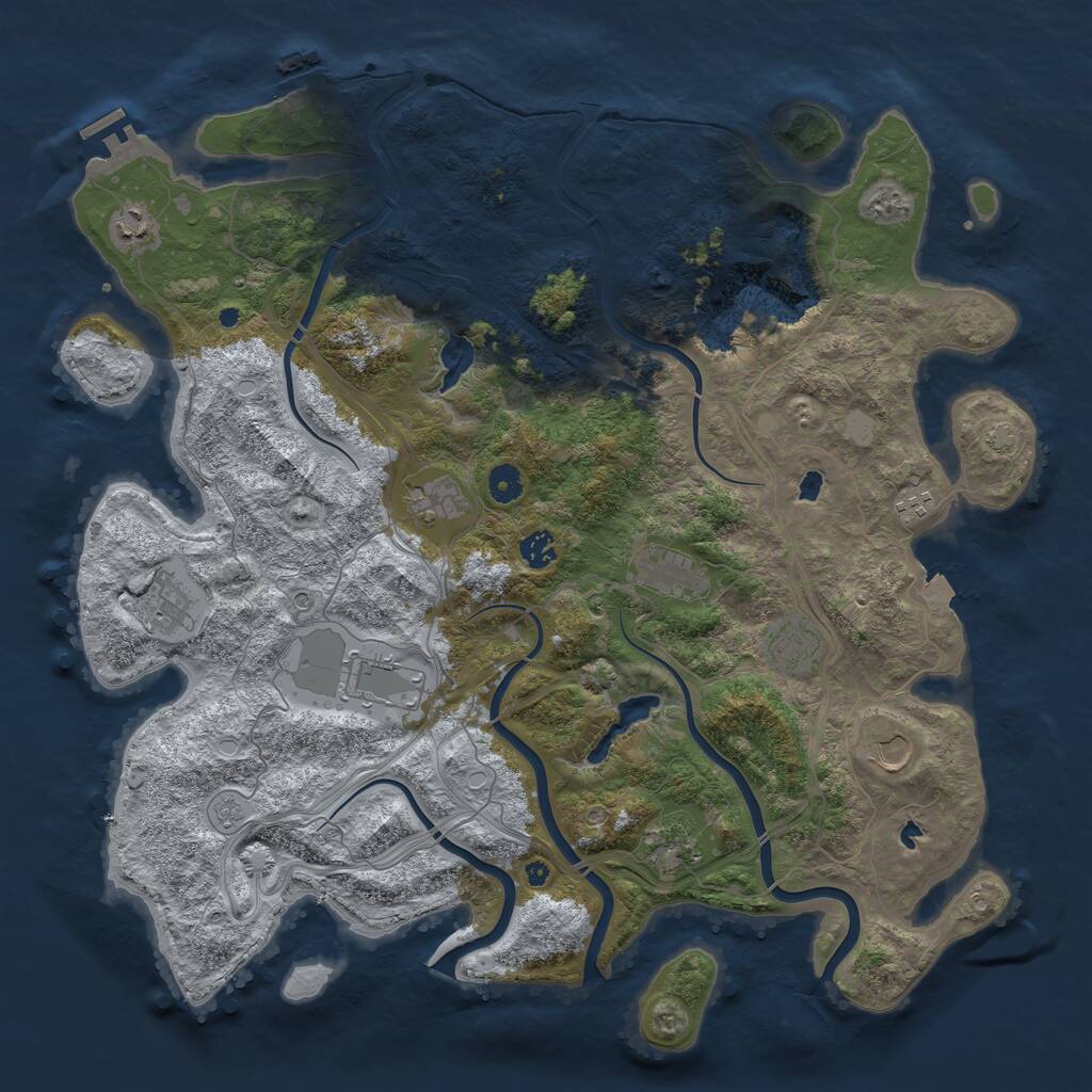 Rust Map: Procedural Map, Size: 4500, Seed: 1810672123, 16 Monuments