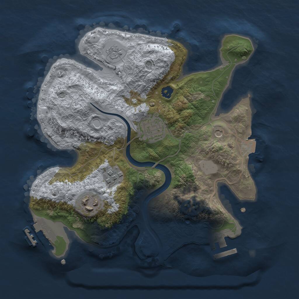 Rust Map: Procedural Map, Size: 2500, Seed: 1536832035, 8 Monuments