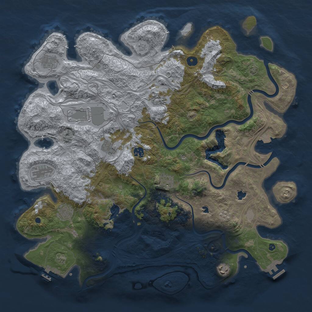 Rust Map: Procedural Map, Size: 4500, Seed: 2041933715, 16 Monuments