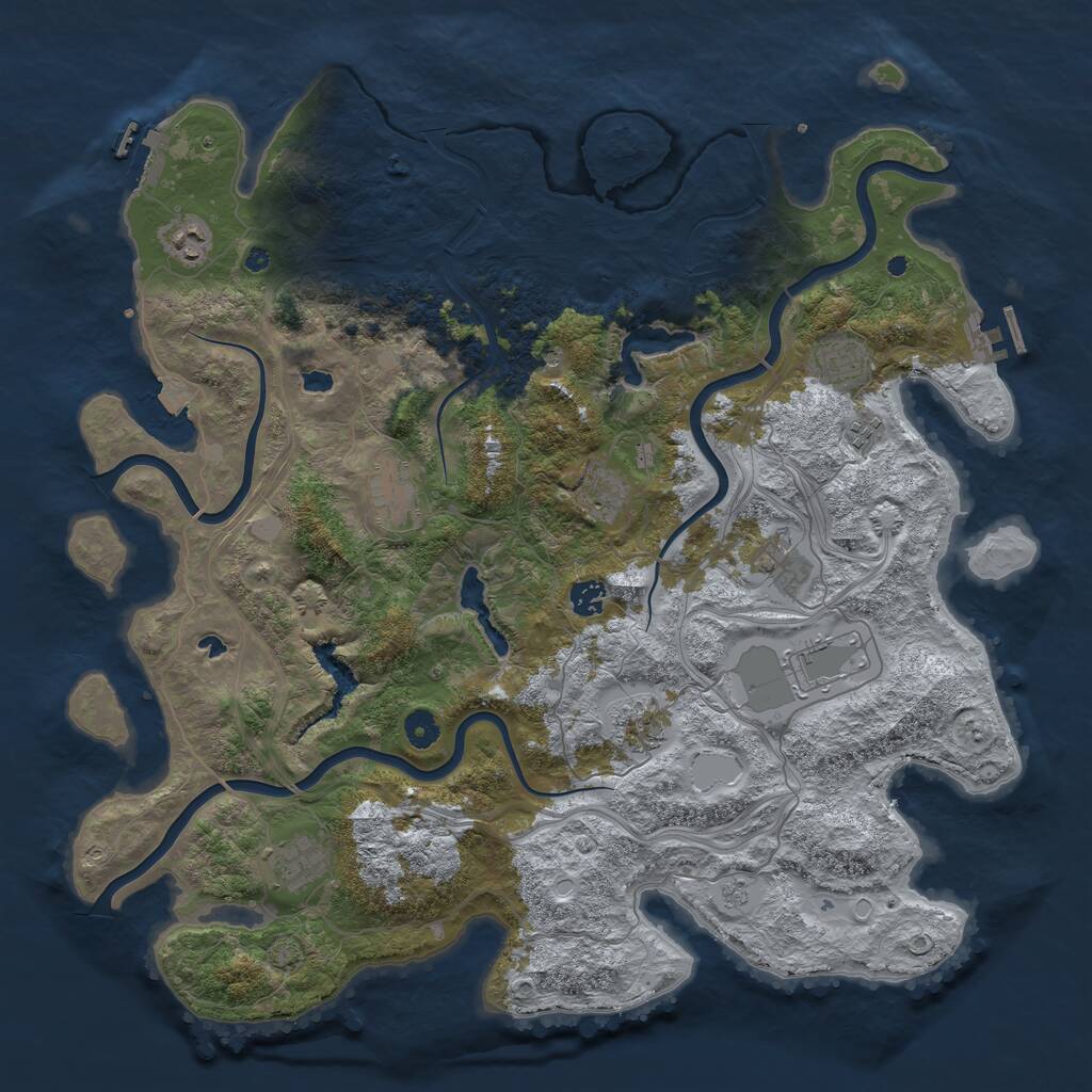 Rust Map: Procedural Map, Size: 4500, Seed: 1764684079, 16 Monuments