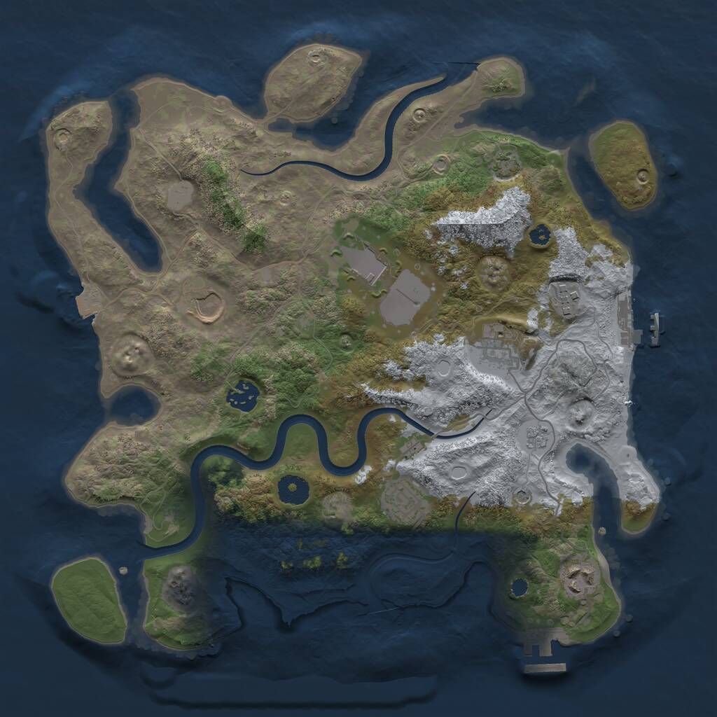Rust Map: Procedural Map, Size: 3500, Seed: 676315727, 13 Monuments