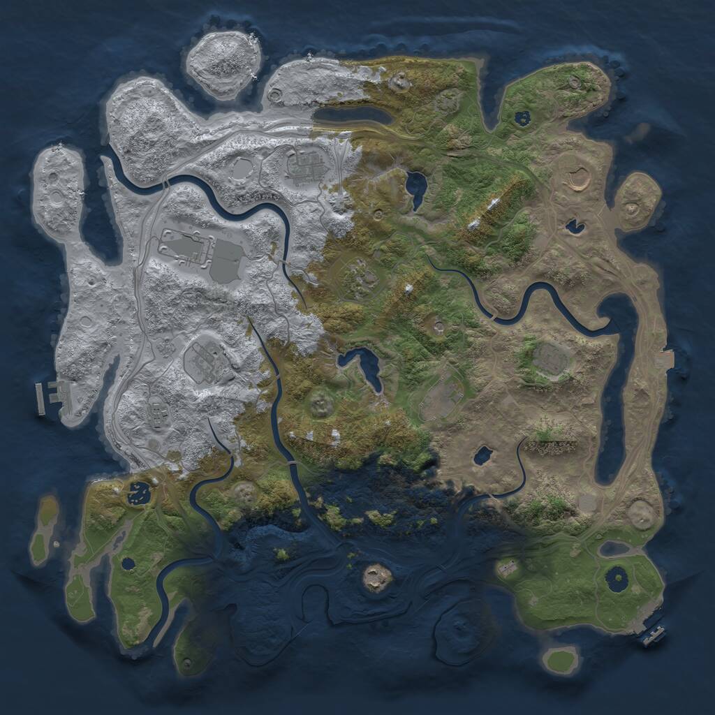 Rust Map: Procedural Map, Size: 4500, Seed: 371341543, 16 Monuments