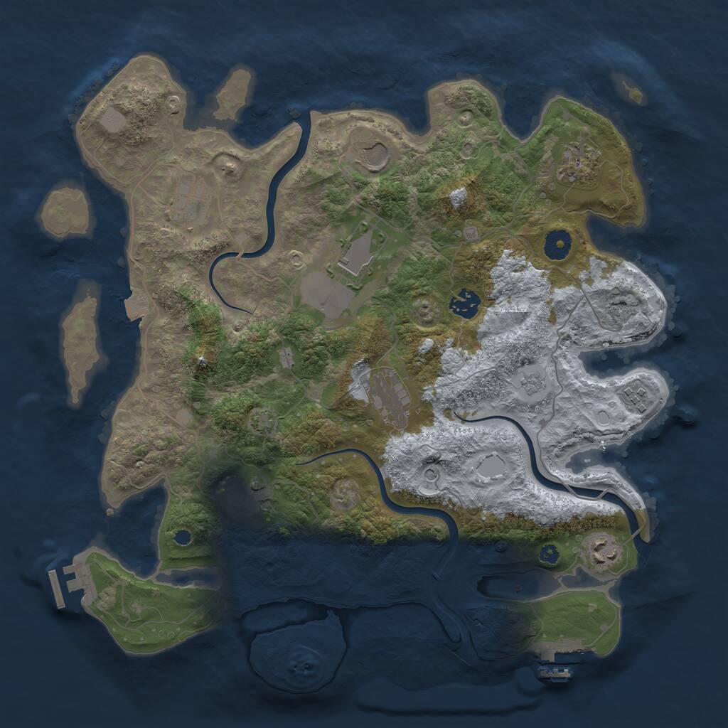 Rust Map: Procedural Map, Size: 3761, Seed: 623074, 15 Monuments