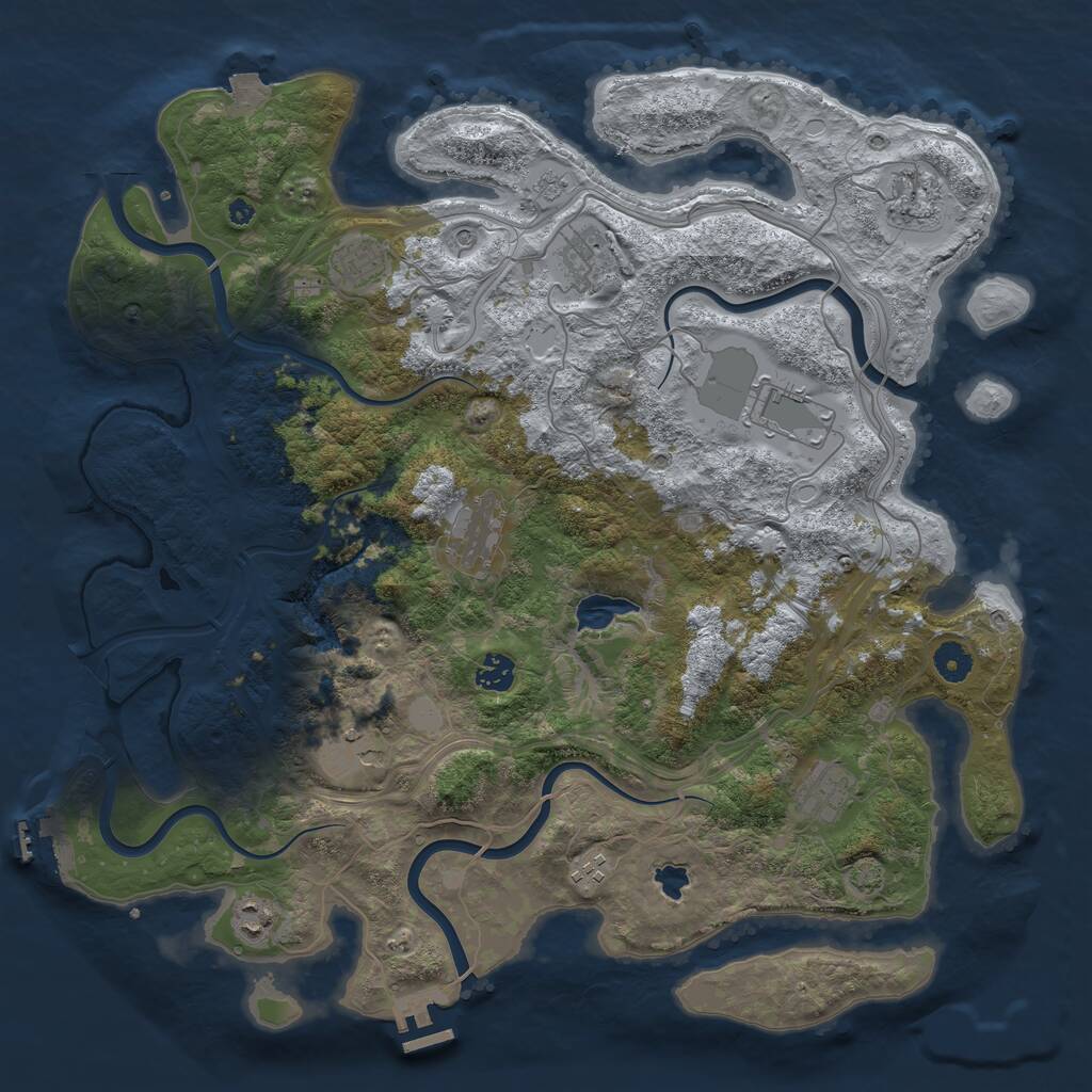 Rust Map: Procedural Map, Size: 4250, Seed: 70311320, 16 Monuments