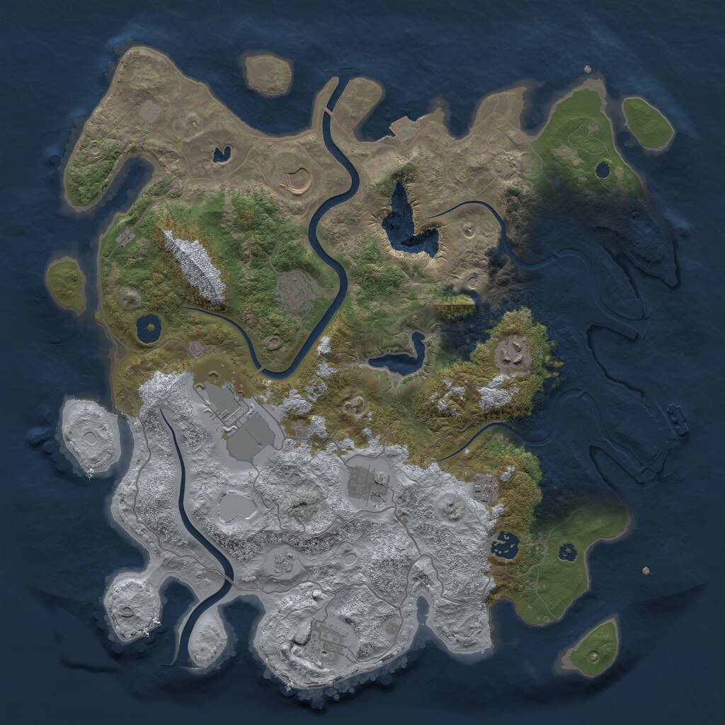 Rust Map: Procedural Map, Size: 4000, Seed: 378482816, 13 Monuments