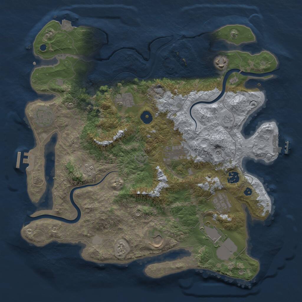 Rust Map: Procedural Map, Size: 3750, Seed: 998289900, 15 Monuments