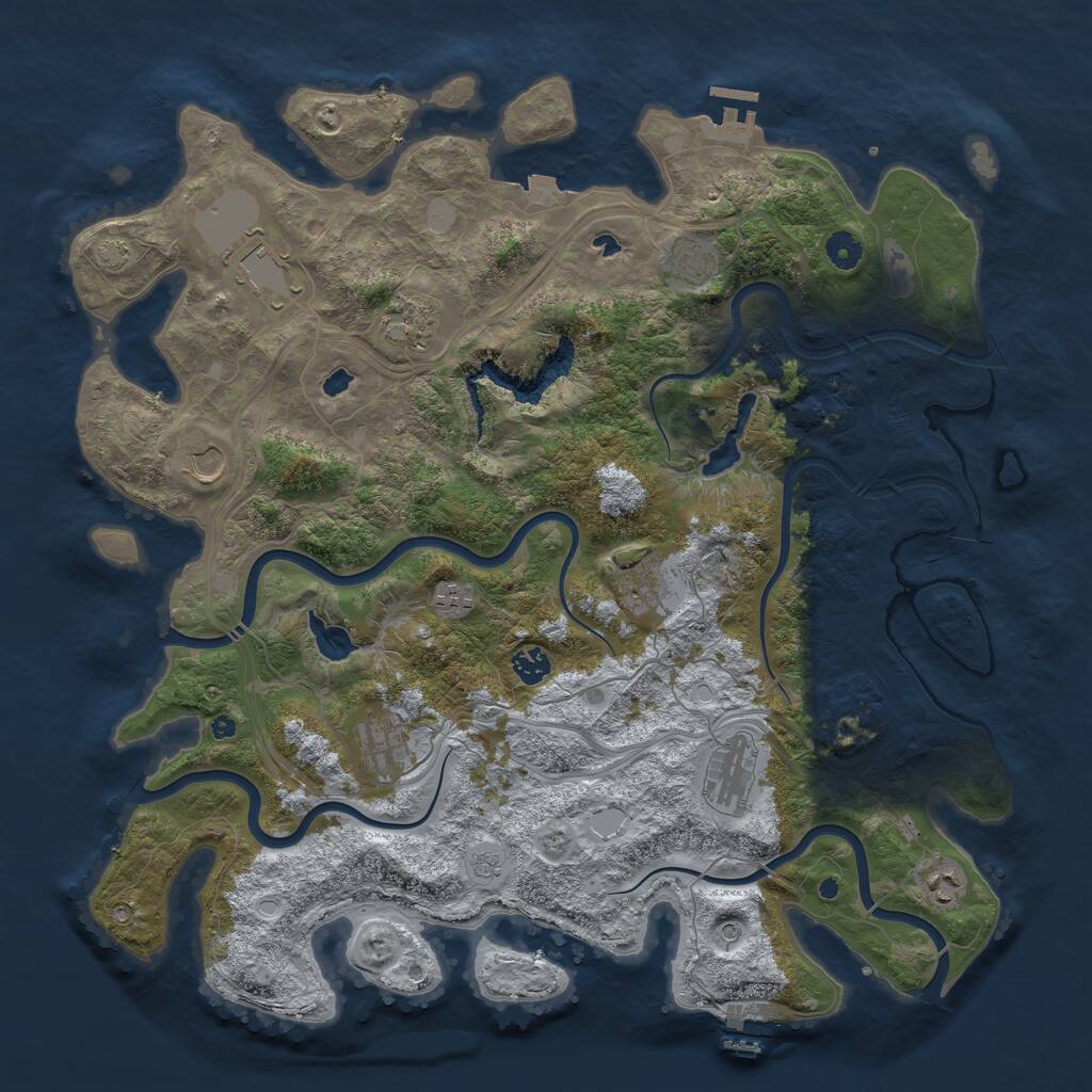 Rust Map: Procedural Map, Size: 4500, Seed: 460051778, 16 Monuments