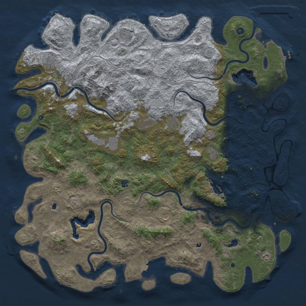Rust Map: Procedural Map, Size: 6000, Seed: 1552011019, 17 Monuments