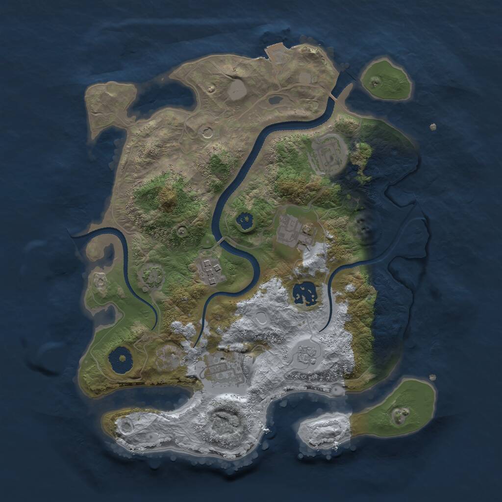 Rust Map: Procedural Map, Size: 3000, Seed: 530437396, 9 Monuments