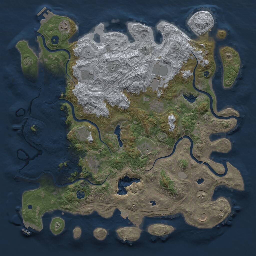 Rust Map: Procedural Map, Size: 4500, Seed: 1610547790, 16 Monuments