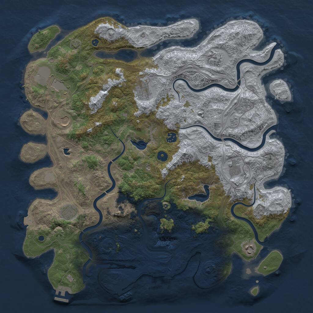 Rust Map: Procedural Map, Size: 4500, Seed: 995618108, 16 Monuments