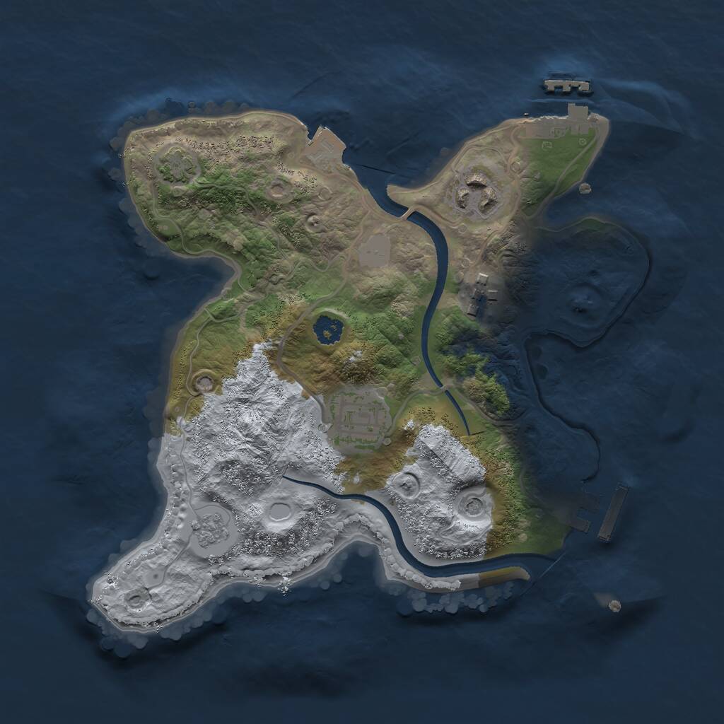 Rust Map: Procedural Map, Size: 2500, Seed: 989273216, 9 Monuments