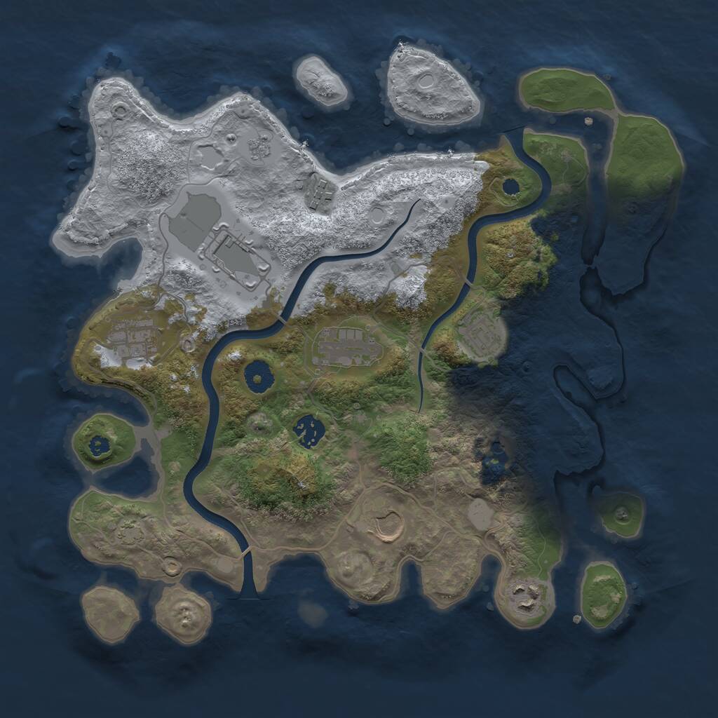 Rust Map: Procedural Map, Size: 3500, Seed: 329074633, 12 Monuments