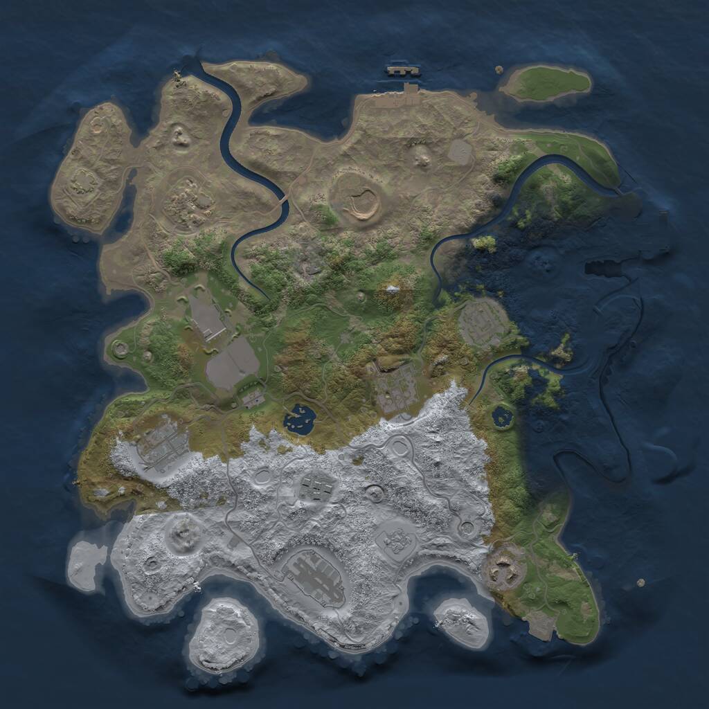 Rust Map: Procedural Map, Size: 3500, Seed: 834280347, 16 Monuments