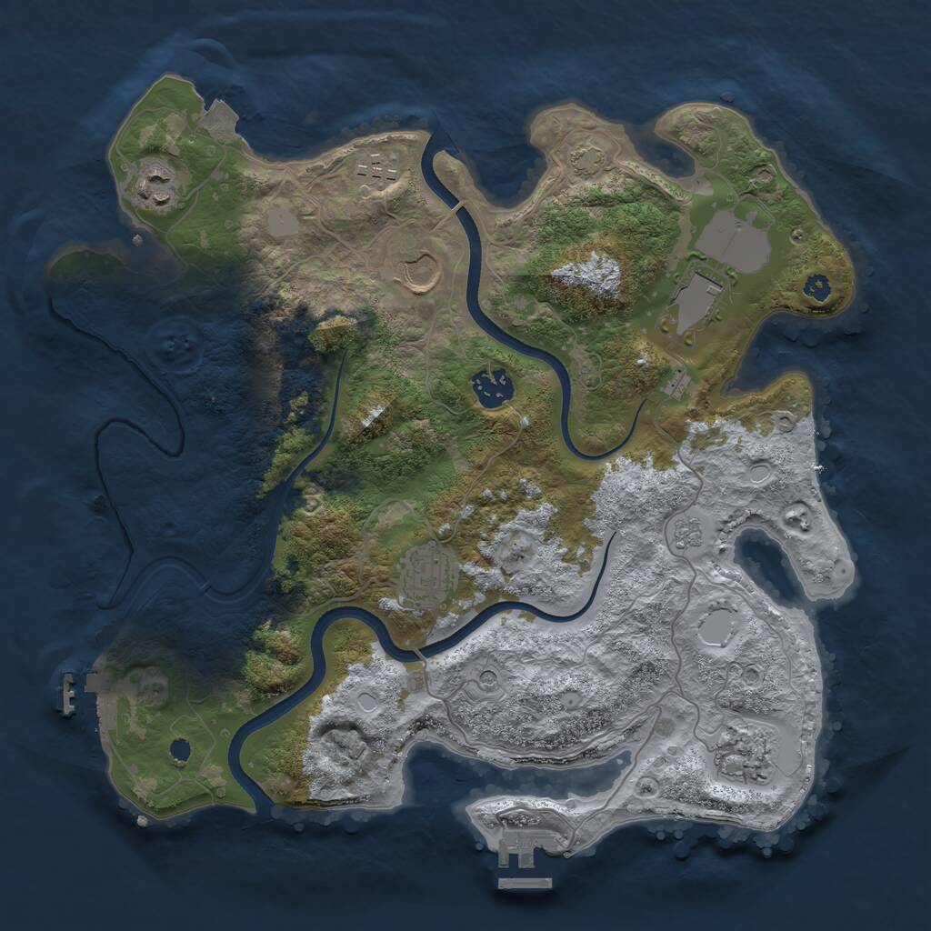 Rust Map: Procedural Map, Size: 3500, Seed: 1828770008, 13 Monuments