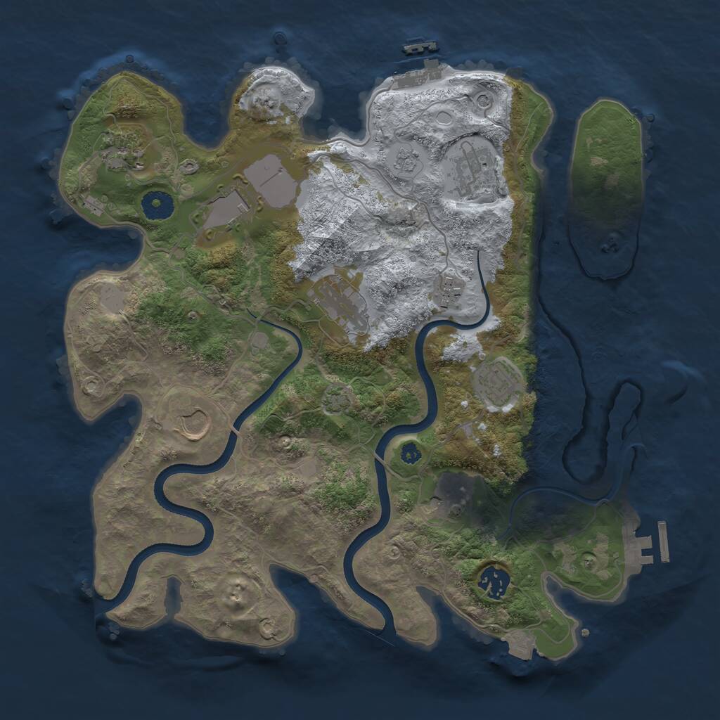 Rust Map: Procedural Map, Size: 3500, Seed: 408883, 15 Monuments