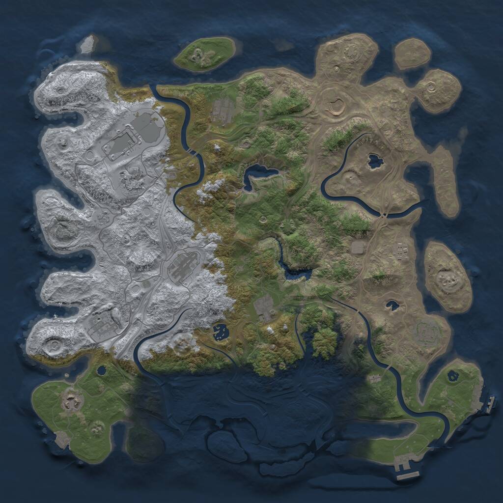Rust Map: Procedural Map, Size: 4500, Seed: 1736892265, 17 Monuments