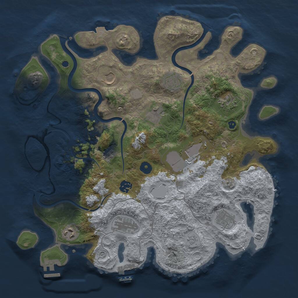 Rust Map: Procedural Map, Size: 3750, Seed: 1408927999, 16 Monuments