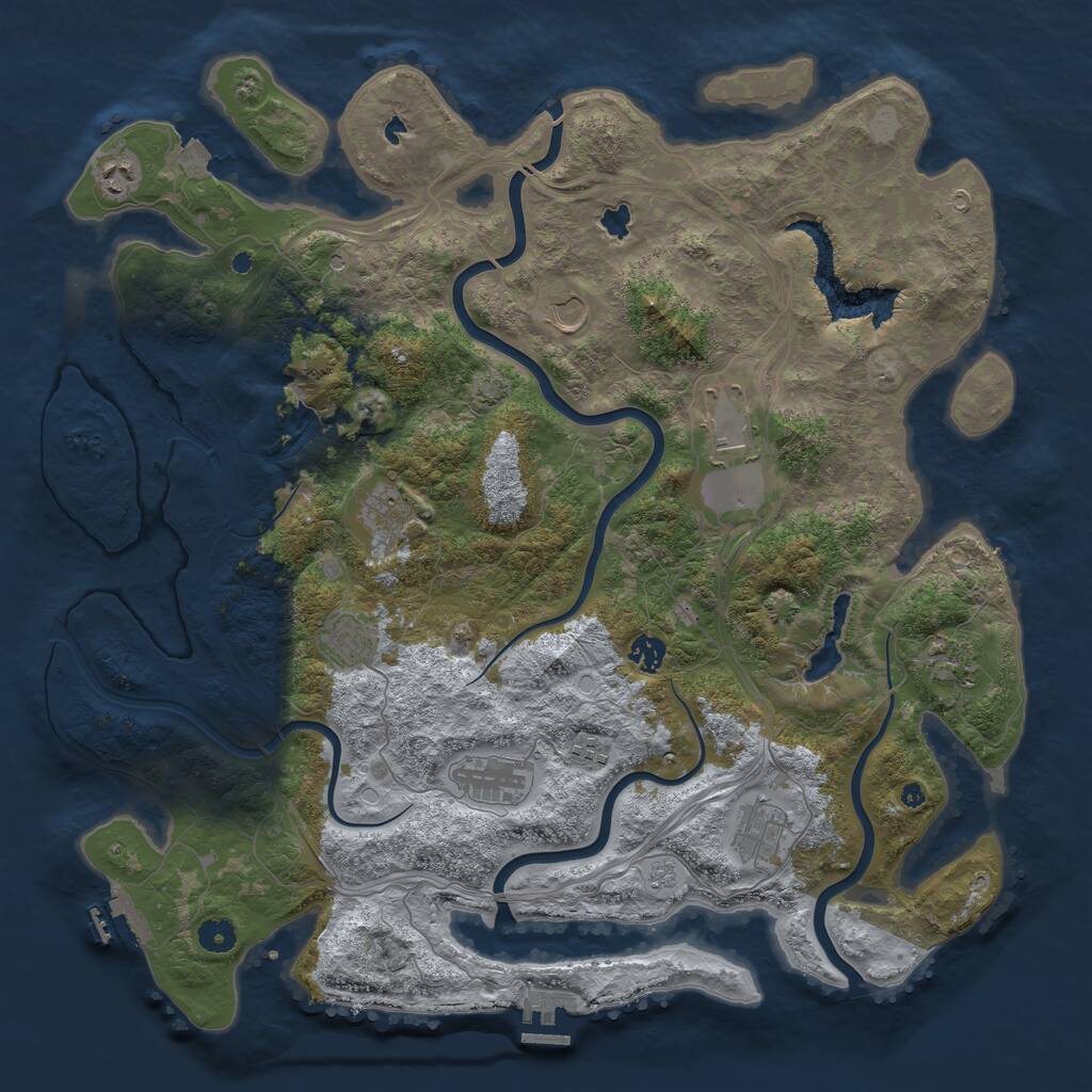Rust Map: Procedural Map, Size: 4500, Seed: 1031865839, 16 Monuments
