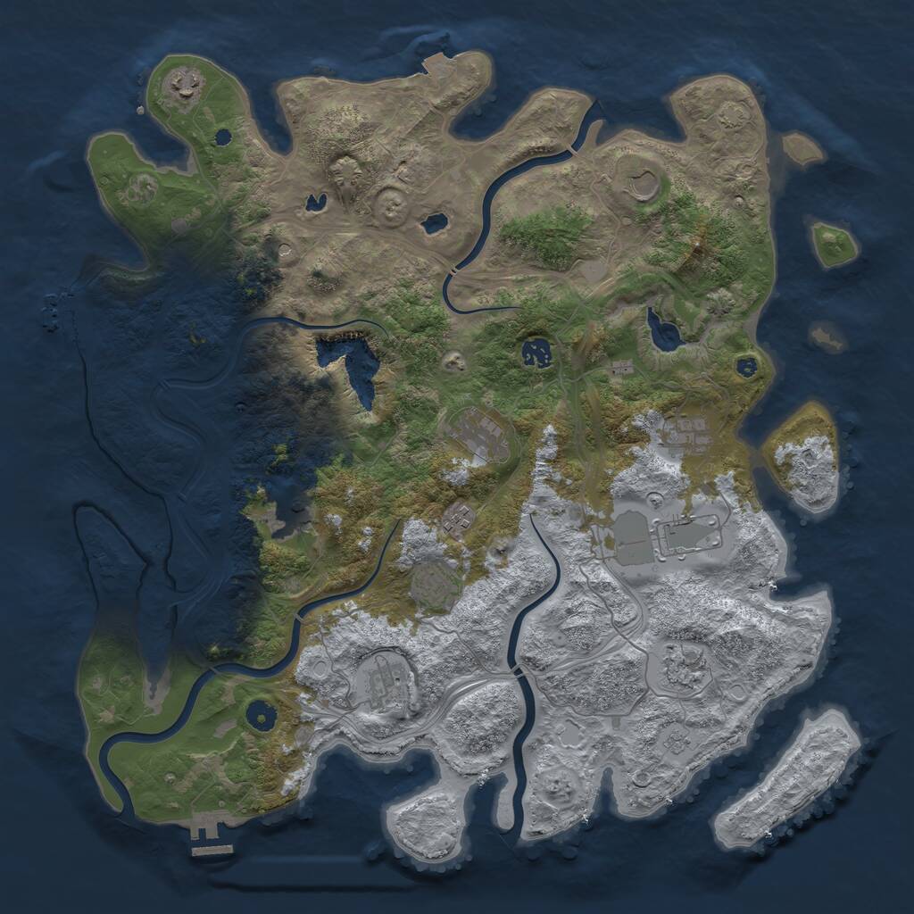 Rust Map: Procedural Map, Size: 4500, Seed: 5841357, 17 Monuments