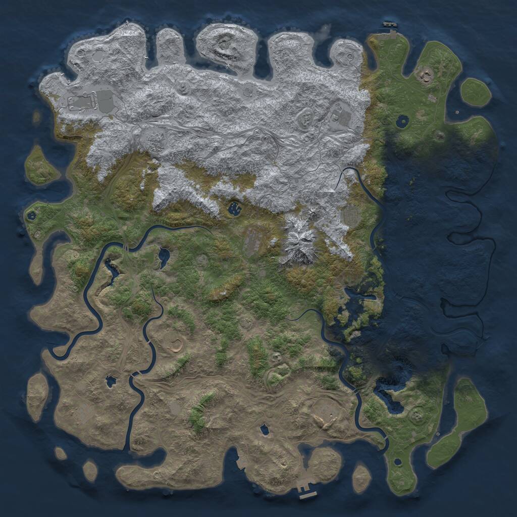 Rust Map: Procedural Map, Size: 6000, Seed: 1847263950, 17 Monuments