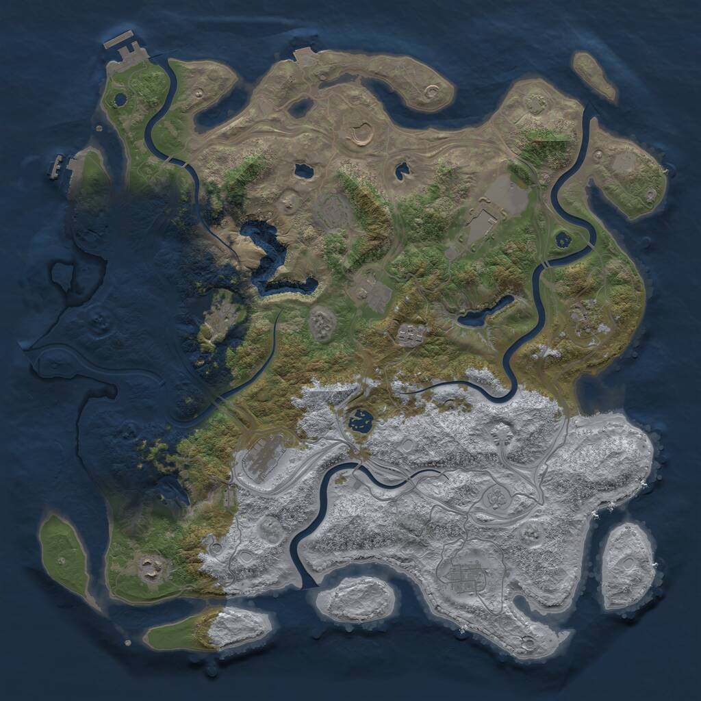 Rust Map: Procedural Map, Size: 4500, Seed: 744129578, 17 Monuments