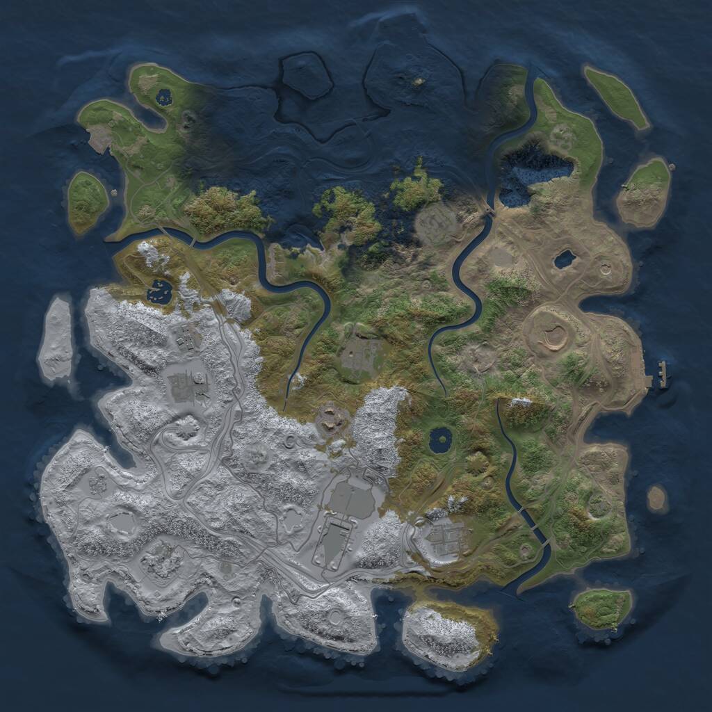 Rust Map: Procedural Map, Size: 4250, Seed: 2050231722, 16 Monuments