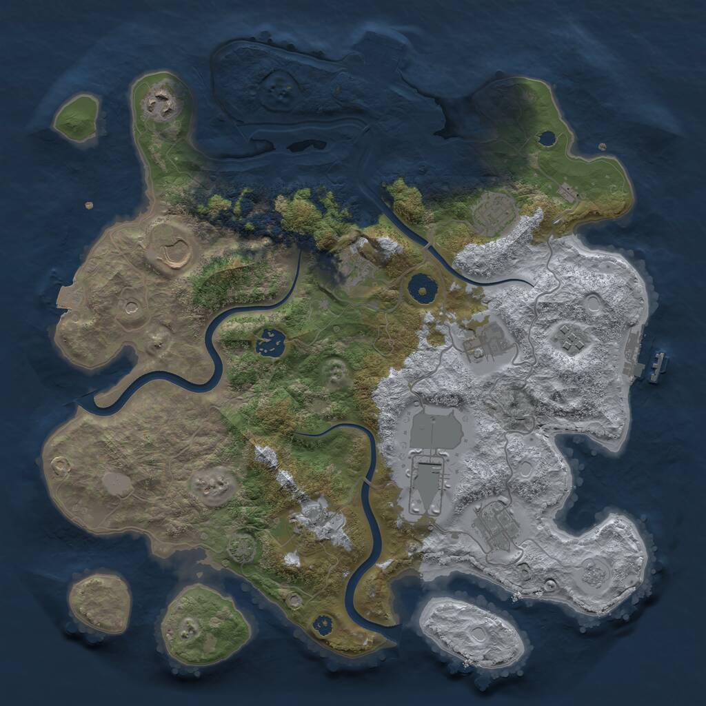 Rust Map: Procedural Map, Size: 3650, Seed: 41552786, 16 Monuments