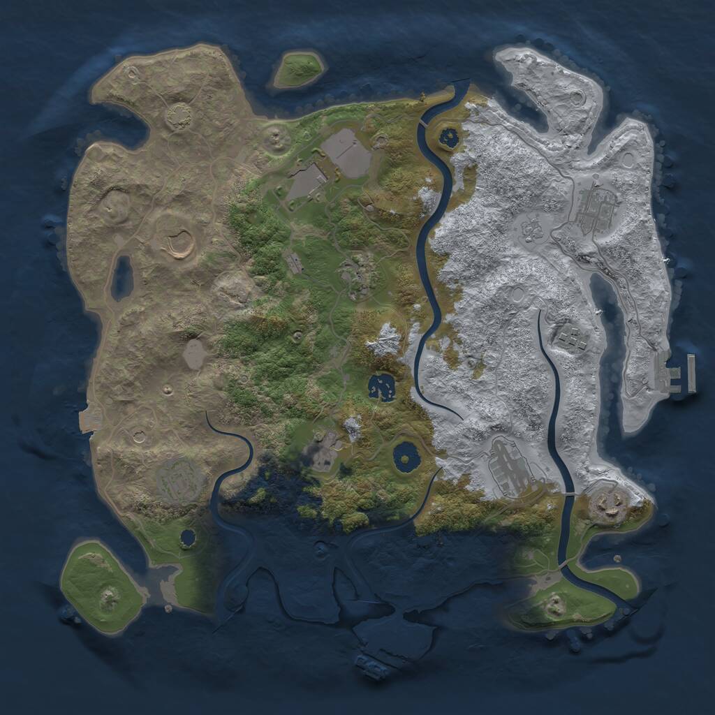 Rust Map: Procedural Map, Size: 3750, Seed: 772880, 16 Monuments