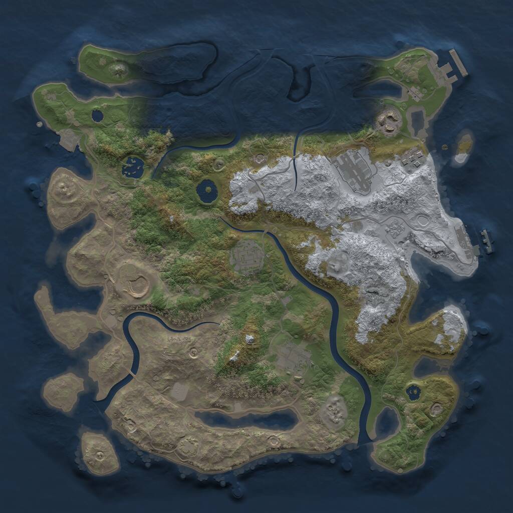Rust Map: Procedural Map, Size: 3500, Seed: 541794420, 13 Monuments