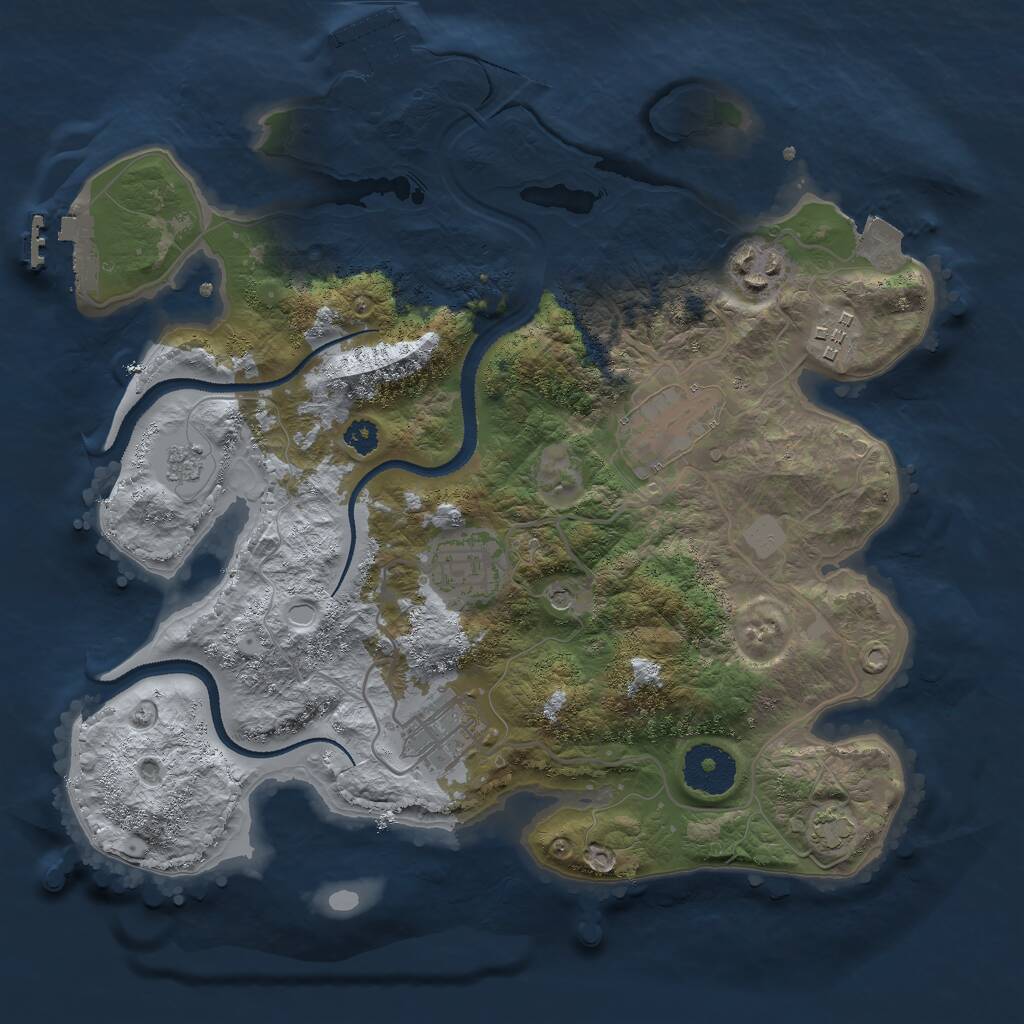Rust Map: Procedural Map, Size: 3000, Seed: 773041558, 11 Monuments