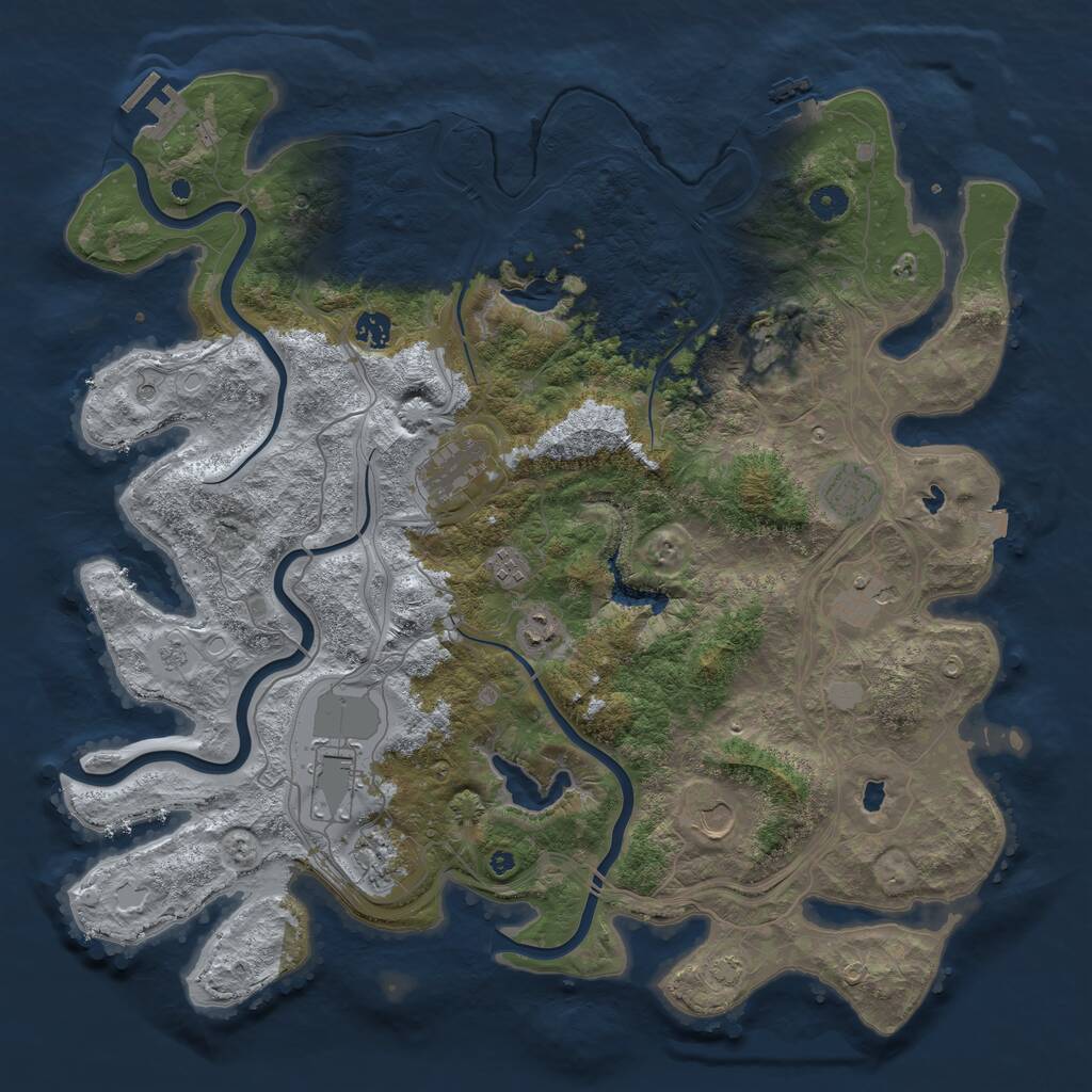 Rust Map: Procedural Map, Size: 4500, Seed: 1038313136, 16 Monuments