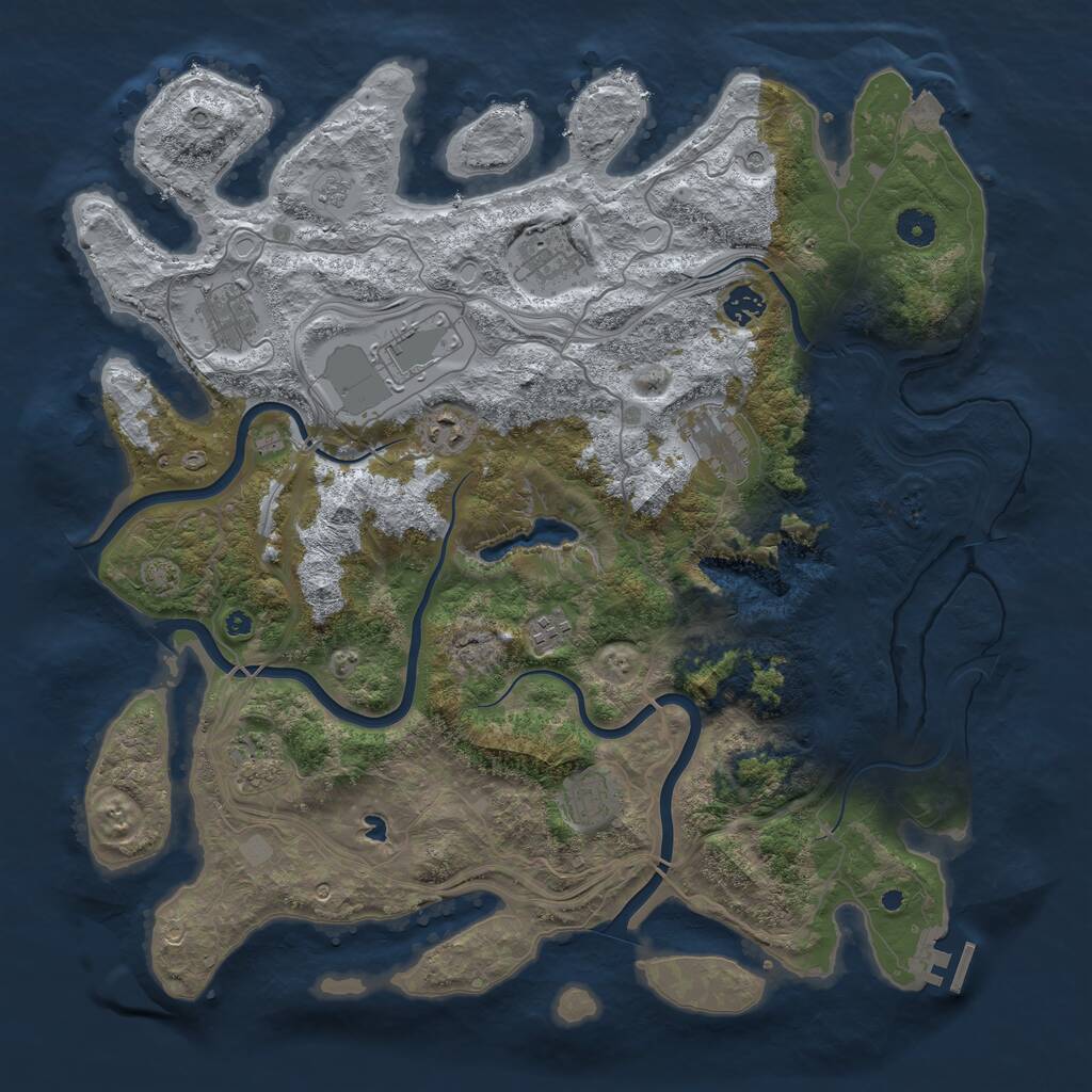 Rust Map: Procedural Map, Size: 4250, Seed: 487868538, 14 Monuments