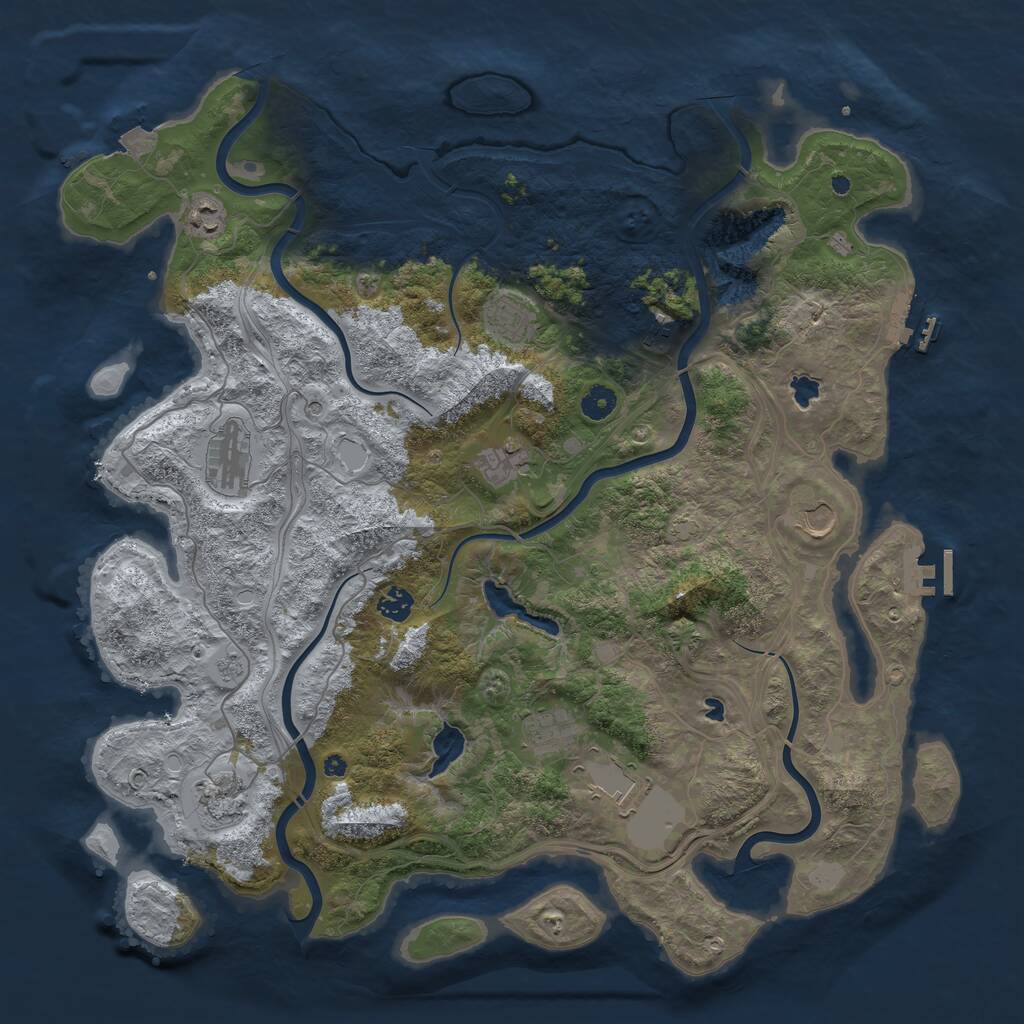 Rust Map: Procedural Map, Size: 4500, Seed: 1943462255, 16 Monuments