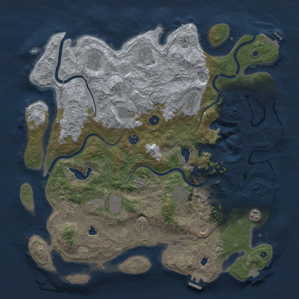 Rust Map: Procedural Map, Size: 4500, Seed: 1873522545, 17 Monuments